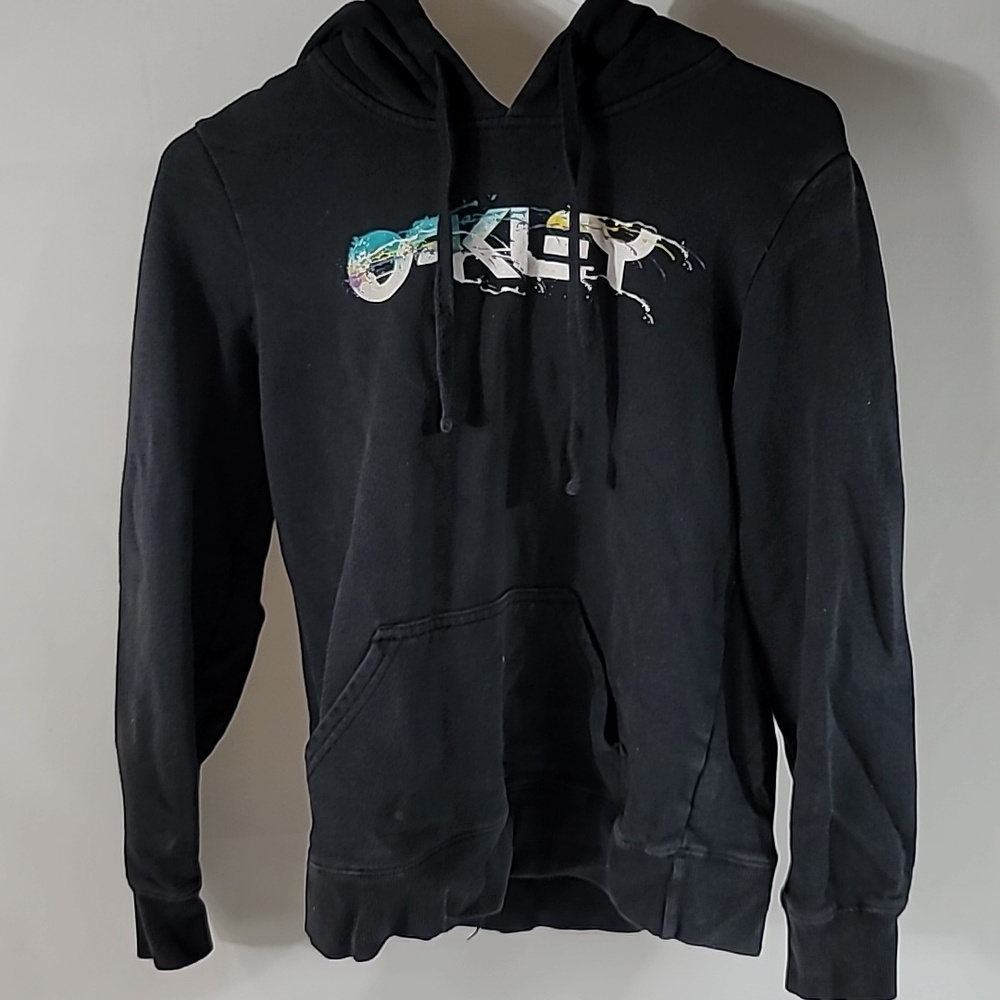 Vintage Oakley distressed black small hoodie